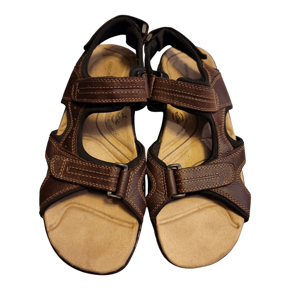 Dockers sandals brown leather H&L adjustable padded straps 11M mens soft insole